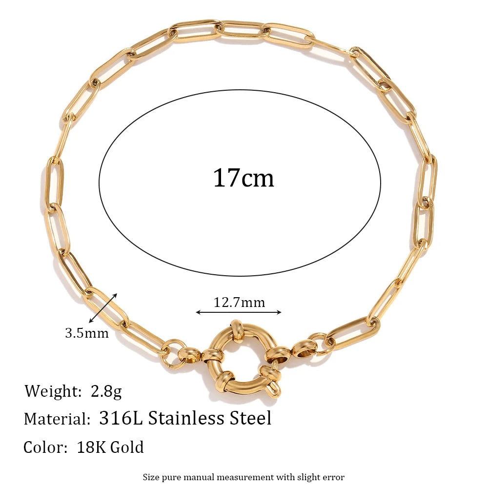 Bracelet chaîne trombone plaqué or 18 carats, acier inoxydable