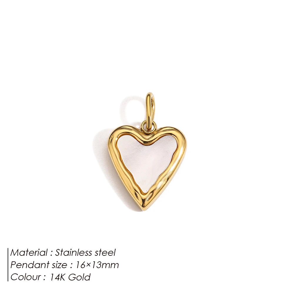 Pendentif cœur N°1, breloque en acier inoxydable, plaqué or