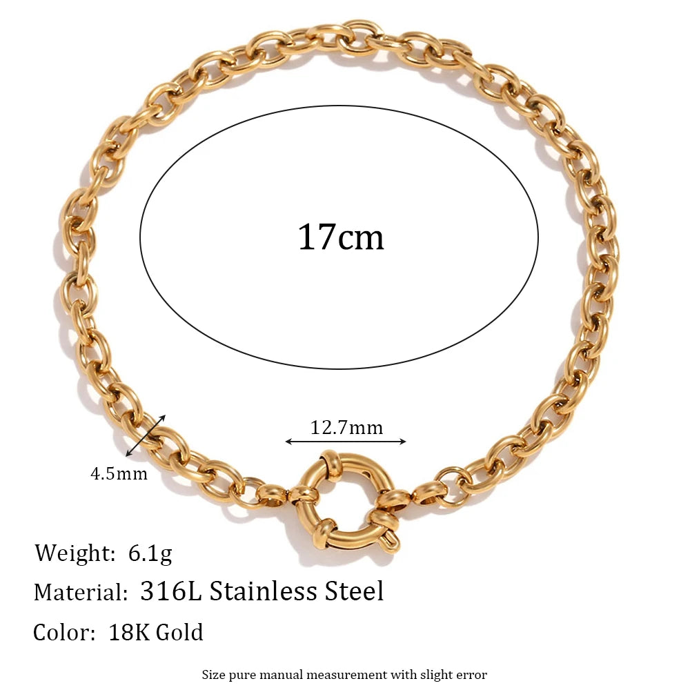 Bracelet chaîne de câble plaqué or 18 carats, bijoux en acier inoxydable
