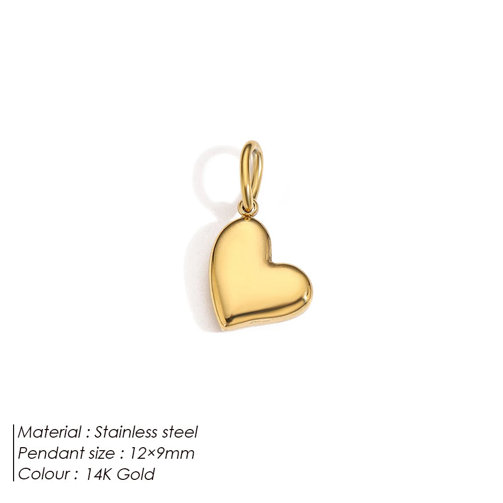Pendentif  cœur N°3, en acier inoxydable, plaqué or
