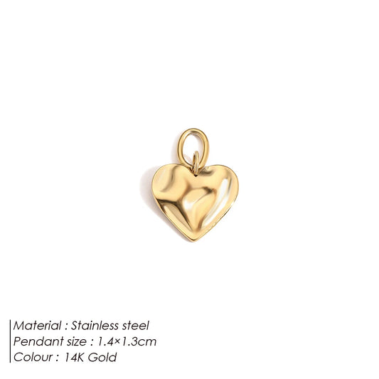 Pendentif cœur  N°2, breloque en acier inoxydable plaqué or collier accessoires