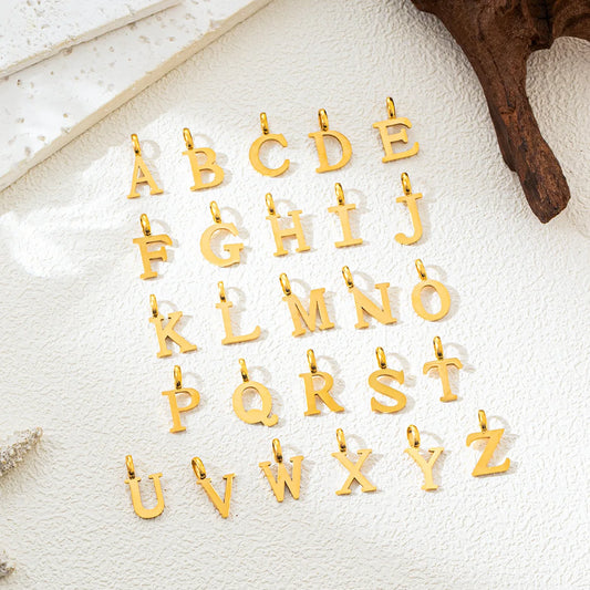 Breloque 26 lettres de l'alphabet initiales, bijoux en acier inoxydable
