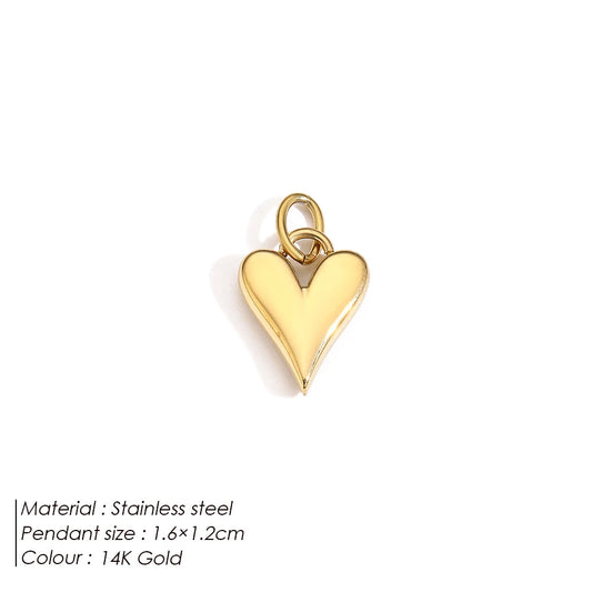 Pendentif à breloque cœur N°4, en acier inoxydable, plaqué or
